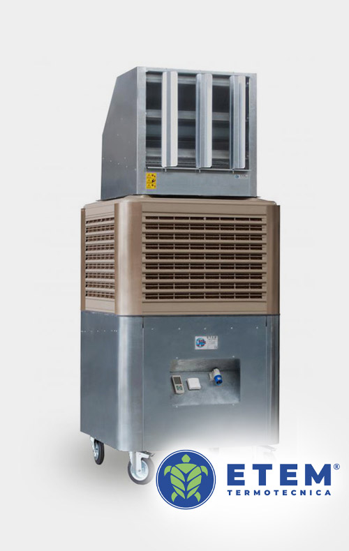 Raffrescatore d'aria - ETEM Termotecnica produce raffrescatori, raffrescatori d'aria (evaporativi, adiabatici, ad acqua) industriali, portatili, mobili o fissi: raffrescamento evaporativo, adiabatico ed industriale